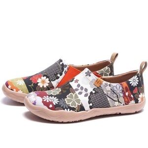 UIN Toledo Hana Loafer Shoes Canvas Slip On Comfort Shoes Patchwork Women’s 8.5